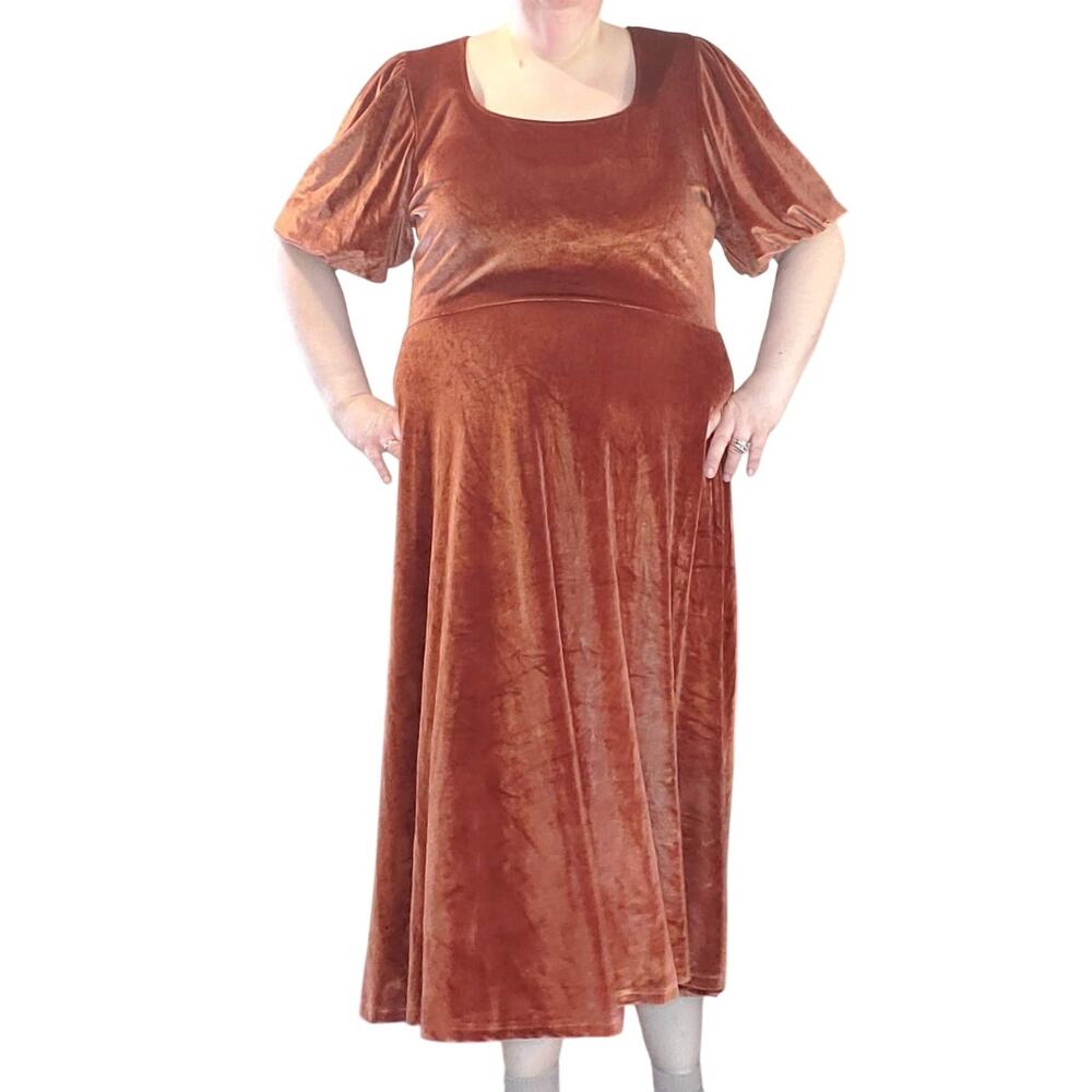 Baltic Born Nora Velvet Midi Dress Bronze Flowy 2X NWT Cottage Lux CBK